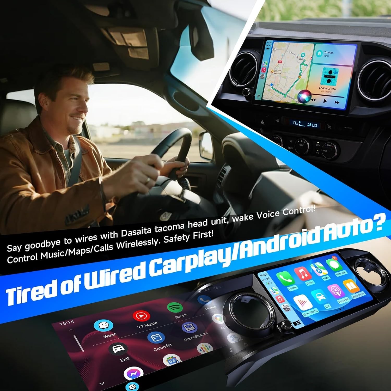 Dasaita Head Unit for Toyota Tacoma 2016-2023 GPS Navigation Plug and Play Radio