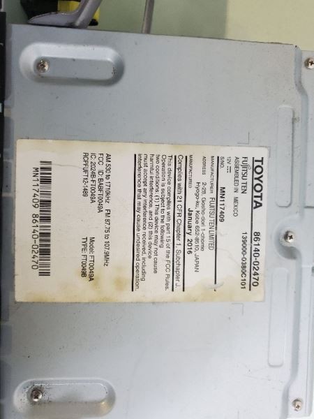 Audio Equipment Radio Display And Receiver Fits 15-16 COROLLA 100571