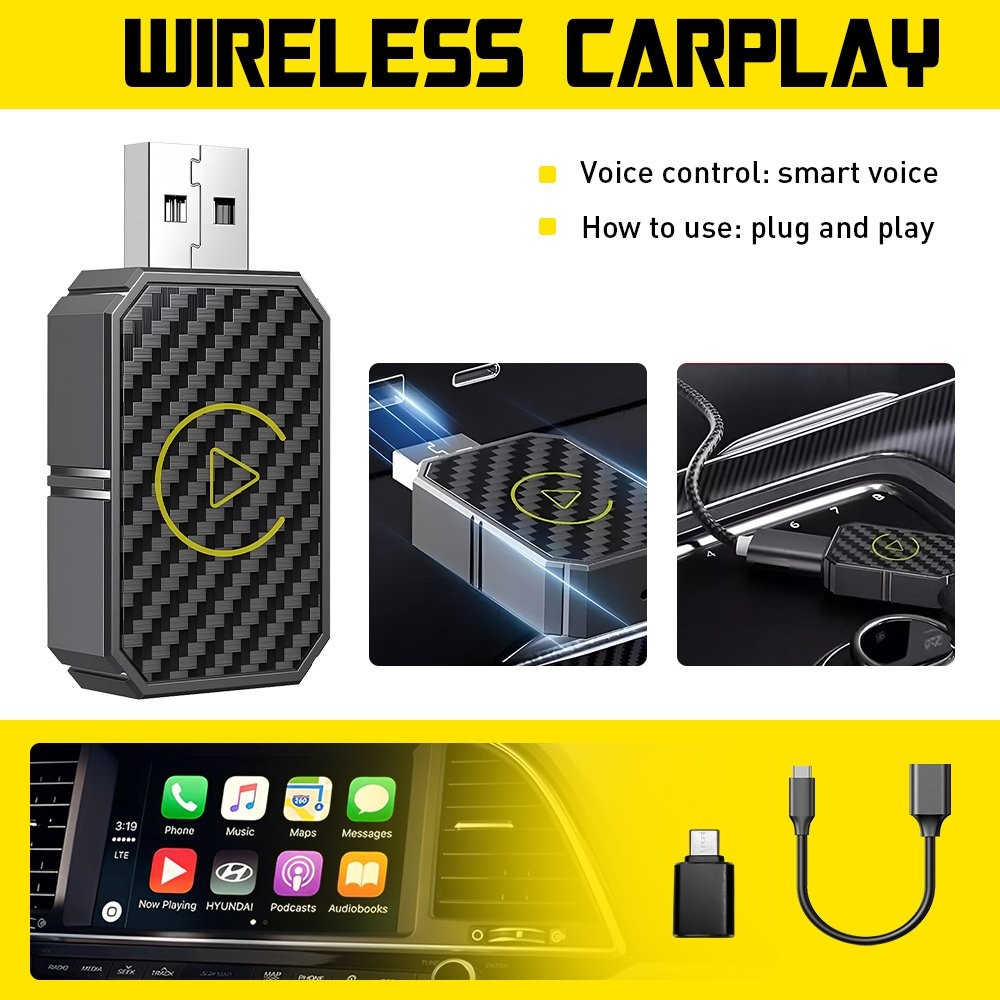 Auto Car Play Wireless Adapter CarPlay Wireless Adapter for iPhone IOS- Android