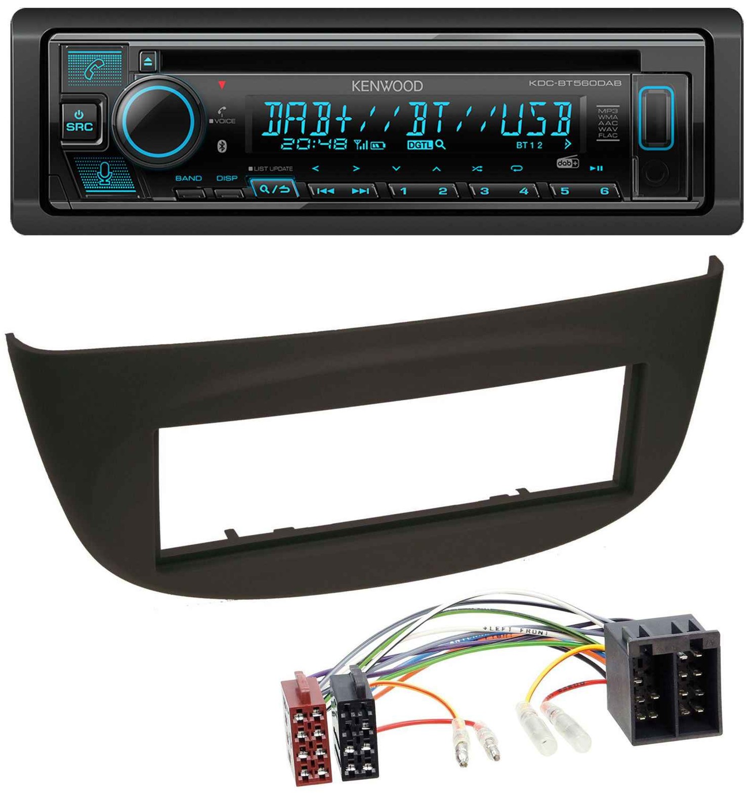 Kenwood Bluetooth DAB CD MP3 USB Car Stereo for Renault Twingo (07-12) Black