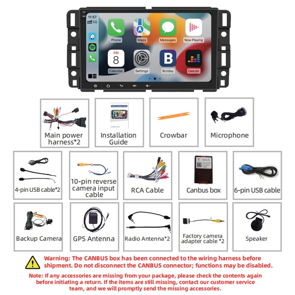 For 2007-2013 Silverado GMC CarPlay Android 13 Car Radio Stereo DSP WiFi