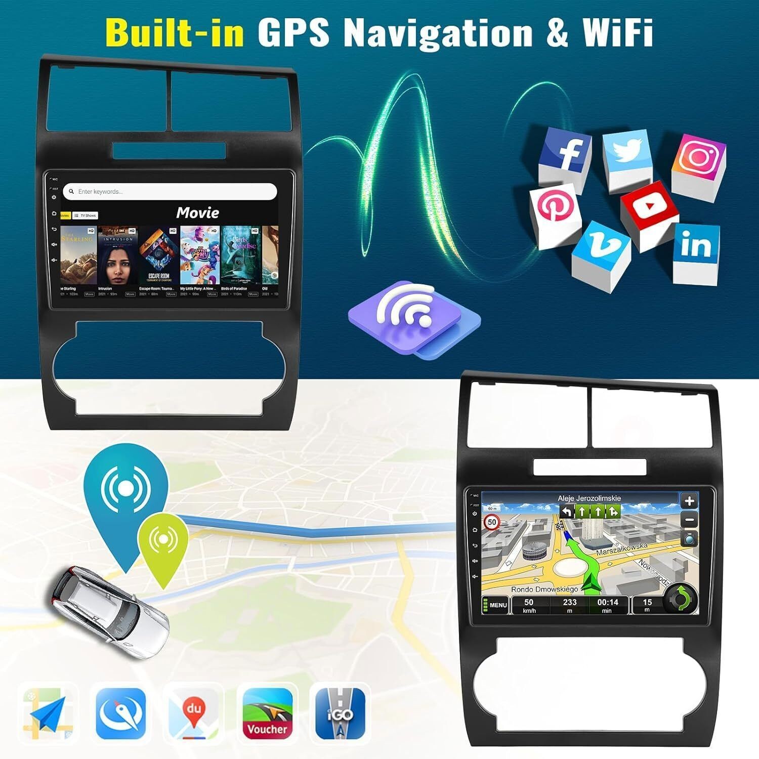 4+64G For Dodge Charger 2006-2007 Android15 CarPlay Car Stereo Radio GPS WIFI