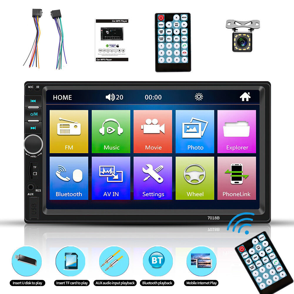 2 Din 7″ Car Stereo Mirrorlink-GPS Bluetooth Radio Car MP5 Player+Rear Camera