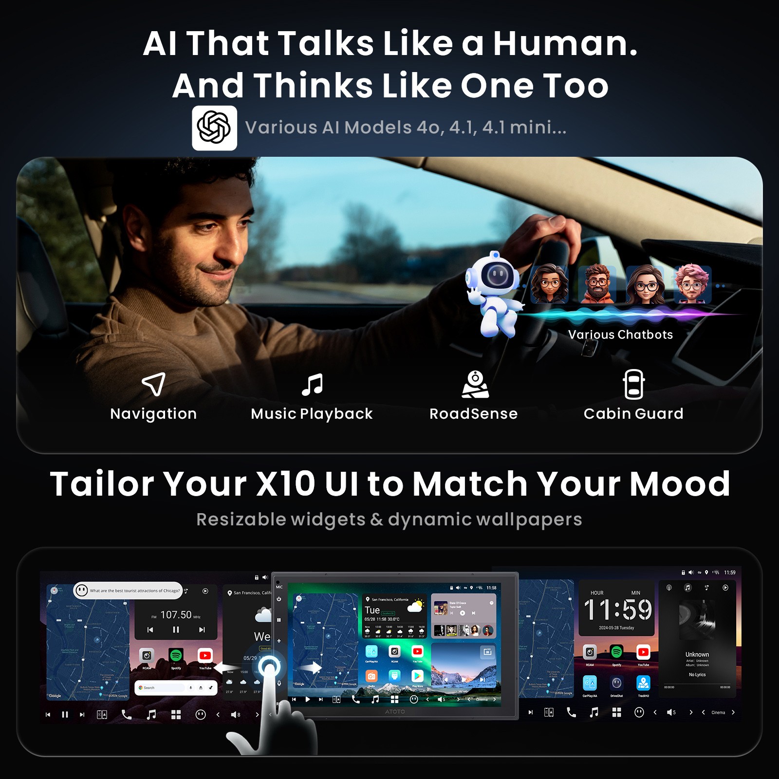 ATOTO 7″ X10 2DIN Android Car Stereo Radio 4G LTE Wireless CarPlay Android Auto