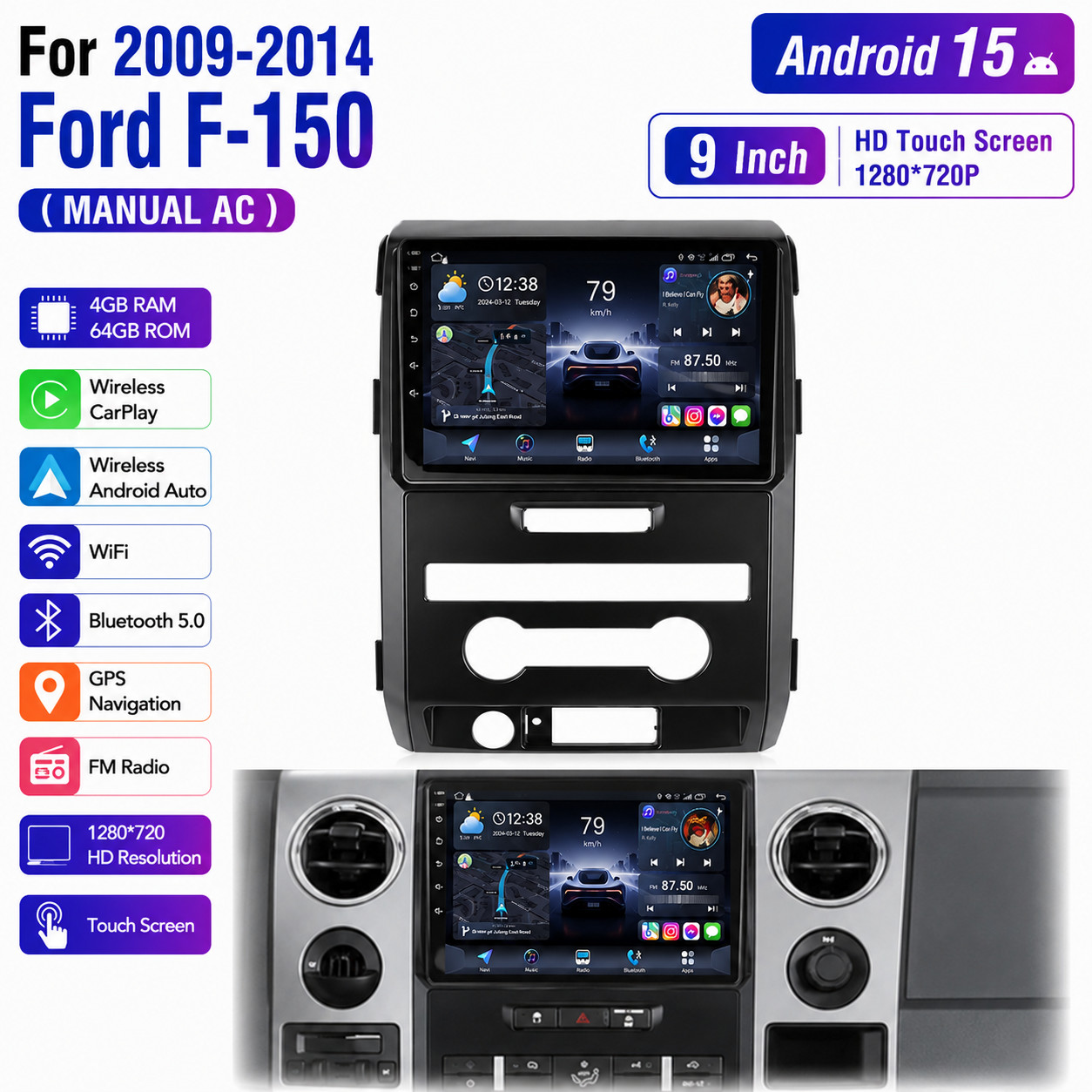 Car Radio Stereo Carplay For 2009-2014 Ford F-150 Car CarPlay