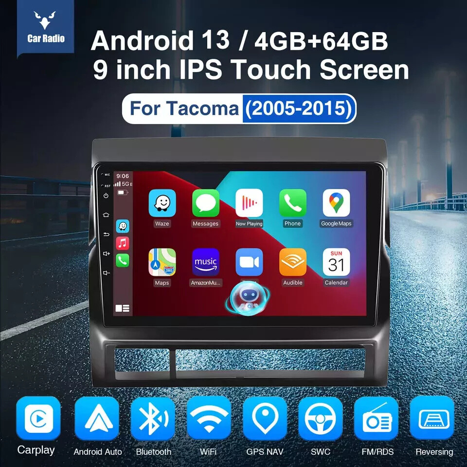 For Toyota Tacoma 2005-2013 Apple CarPlay Android 13 Car Stereo Radio GPS 4+64GB