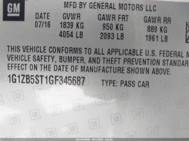 Audio Equipment Radio VIN B 4th Digit New Style Mylink Fits 16 CRUZE 2722626
