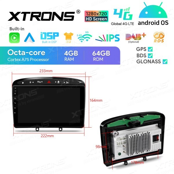 STOCK1 ANDROID OS TABLET FOR PEUGEOT Octa Core 4GB RAM 64GB ROM