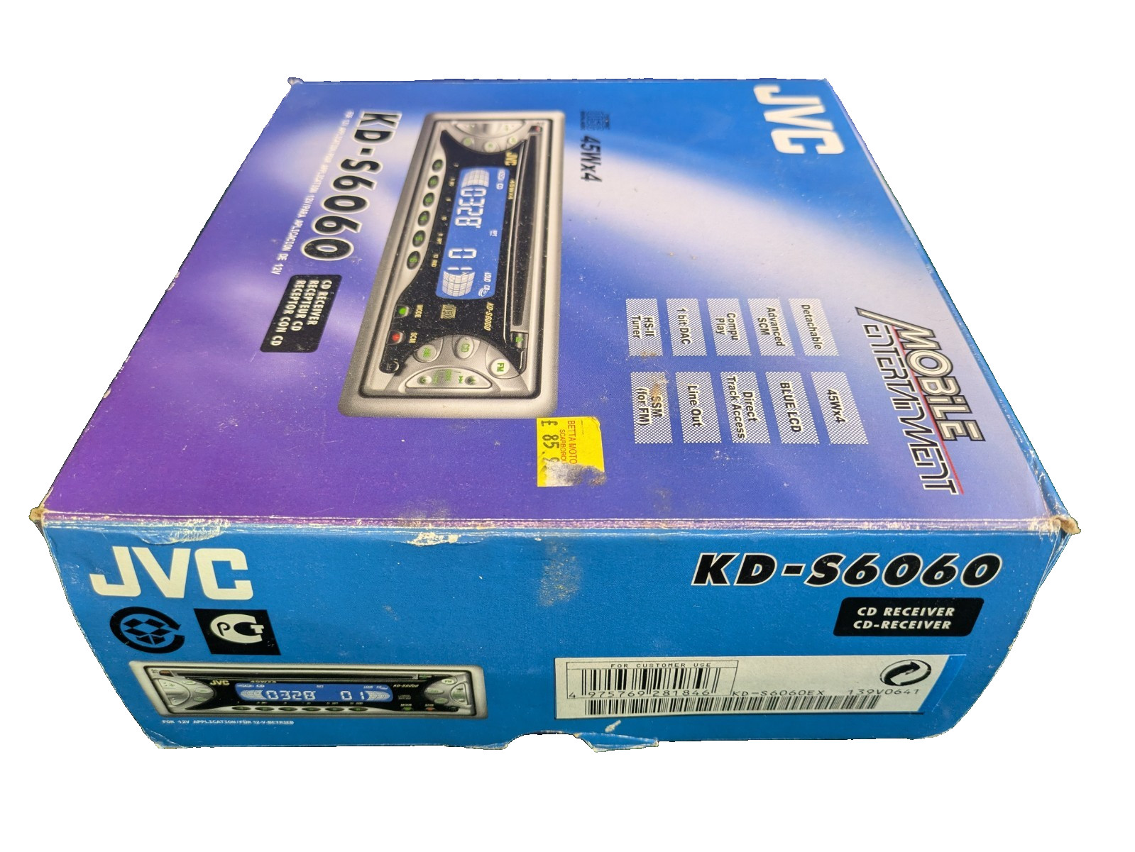 JVC KD-S6060 Car Stereo CD Player FM AM Radio 1 DIN Vintage Head Unit Working