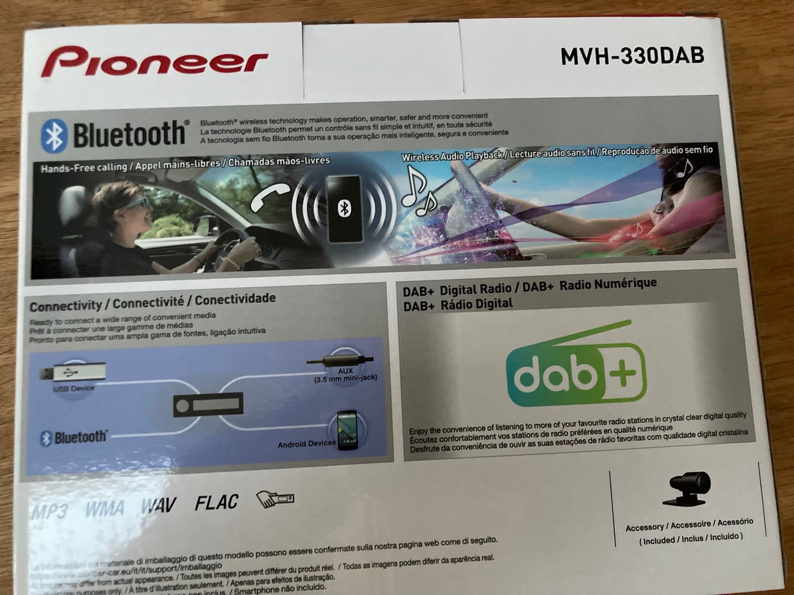 Pioneer MVH-330DAB MP3 Short Body Car Radio W. DAB Bluetooth USB Aux In + Aerial
