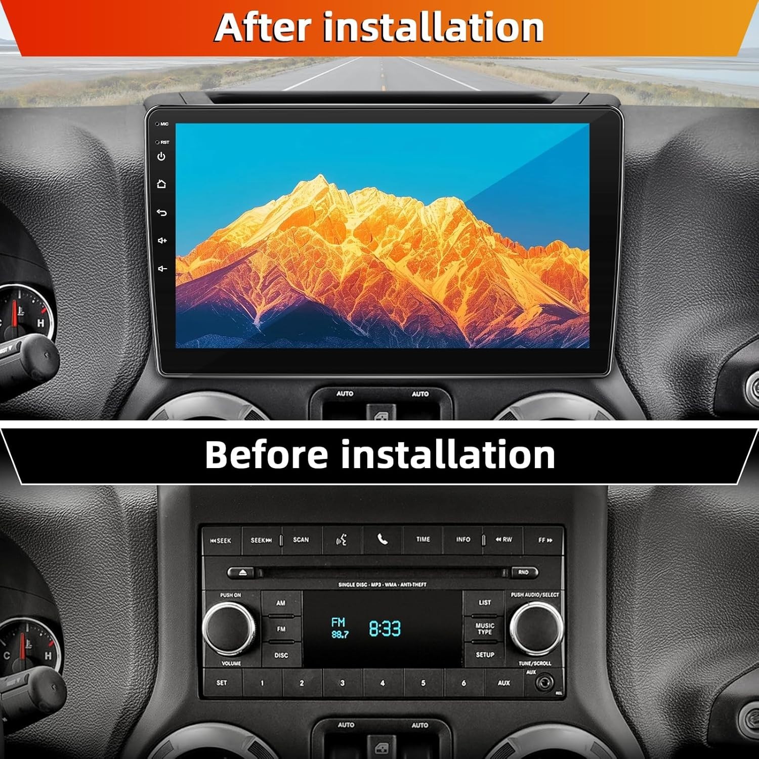 Car Radio Stereo for Jeep Wrangler JK 2007-2018,2G+64G 10inch