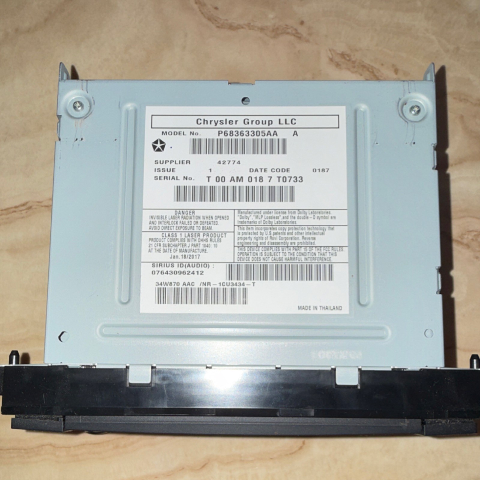 2017 Jeep Wrangler Radio Receiver Display Stereo Sirius OEM P68363303AA