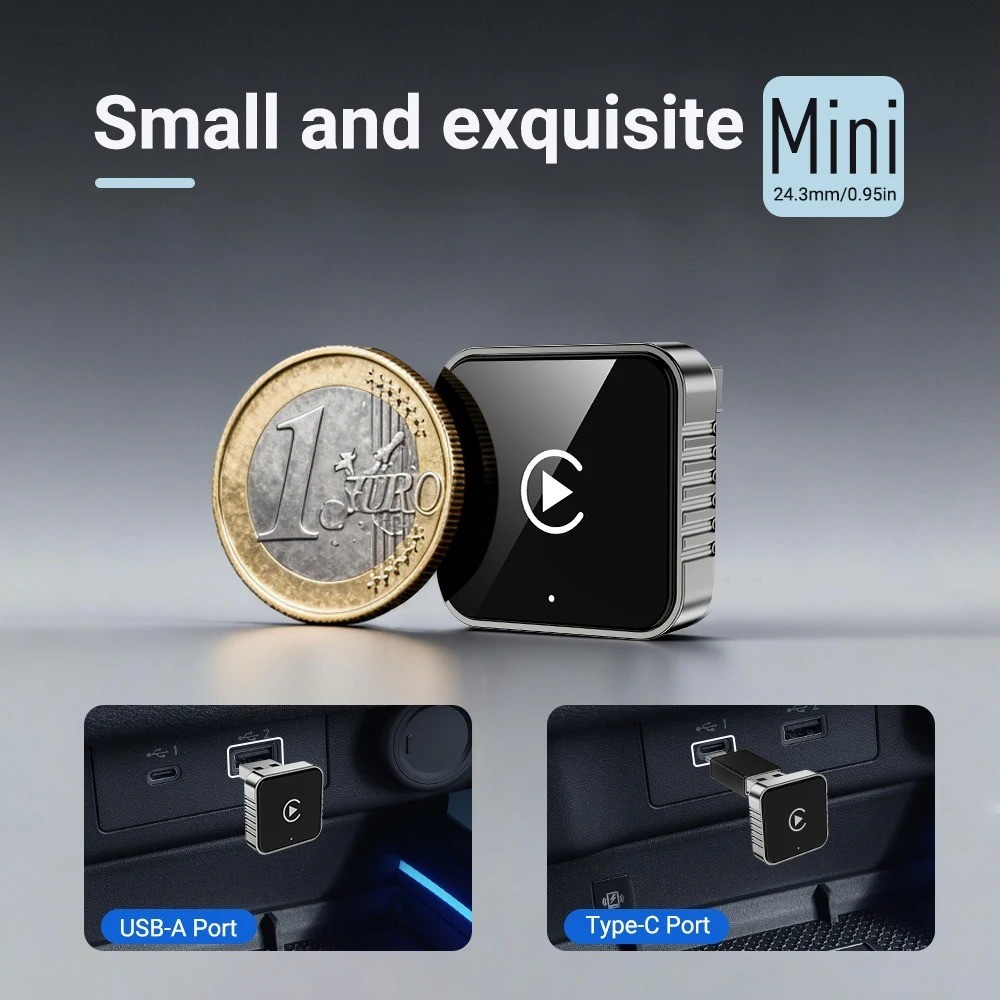 Wireless Carplay Android Auto Adapter USB Car Dongle Connect Box 2 in 1 Mini Box