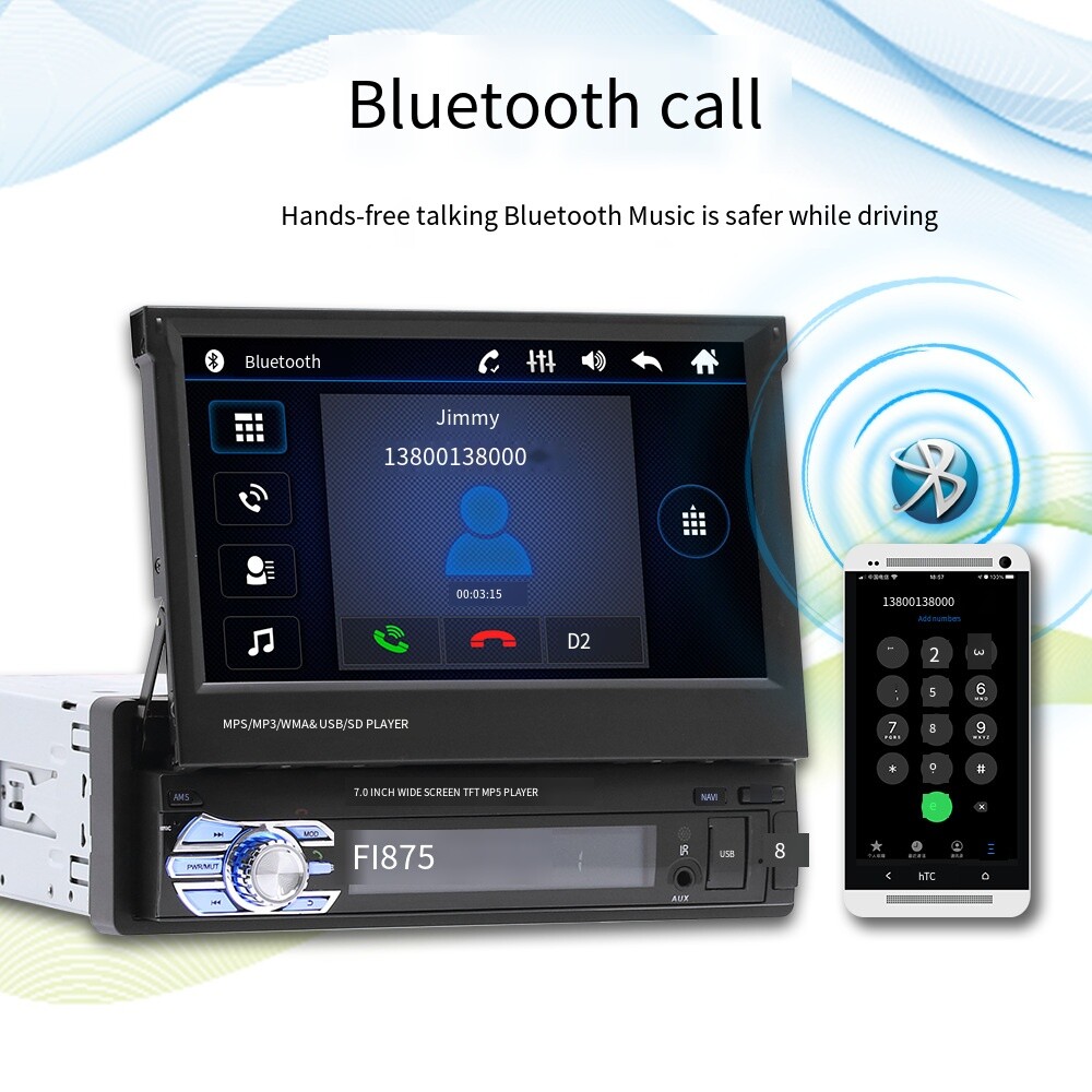 Portable Multimedia Flip out Autoradio 7 Inch Car Stereo Radio MP5 MP4 BT Player