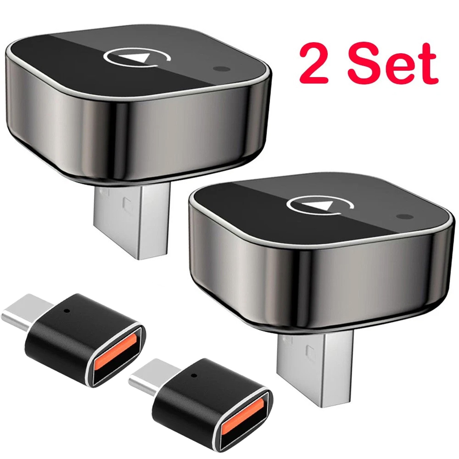 2PCS Wireless USB Carplay Adapter Dongle For iPhone Apple Android Auto Plug Play