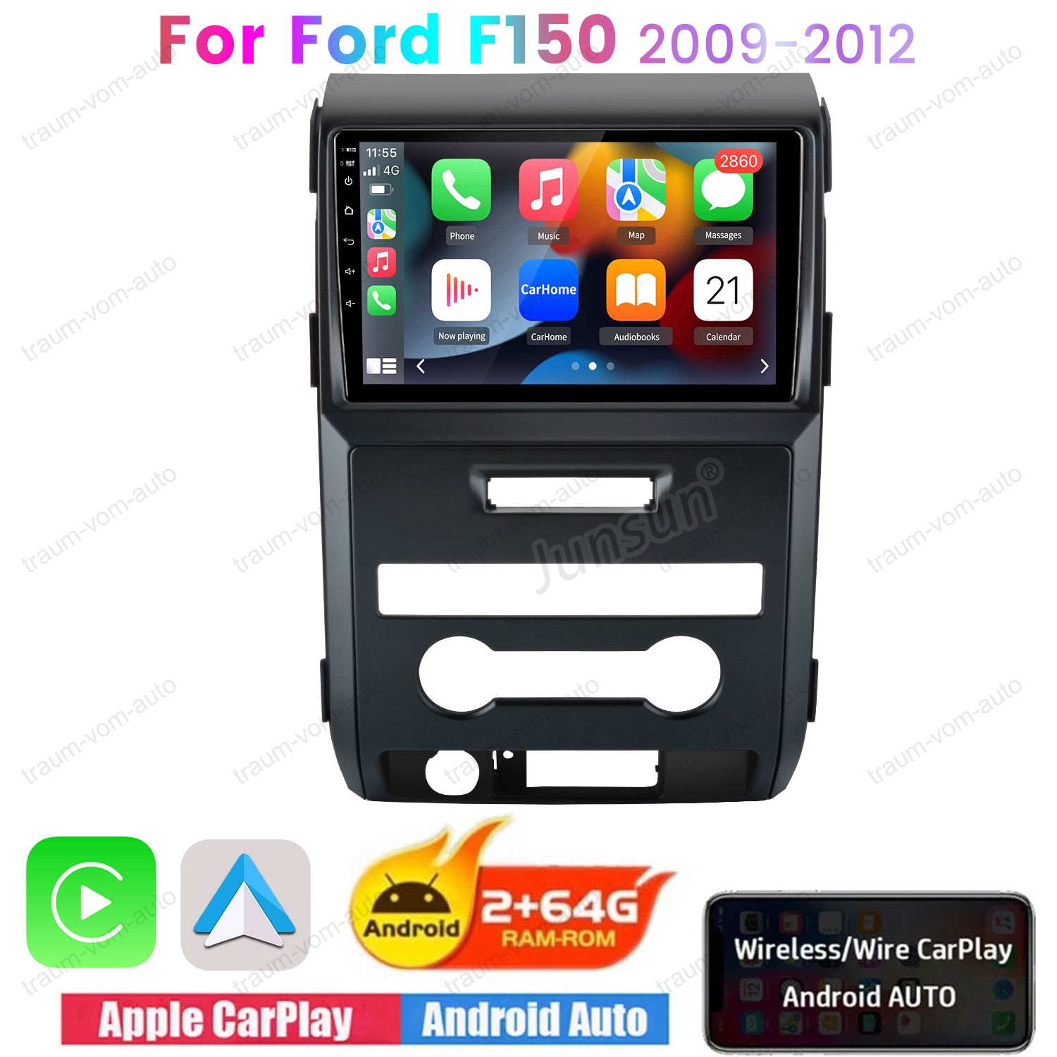 Car Stereo Radio GPS Navi Carplay 64GB For Ford F-150 F150 2009-2012 WIFI RDS BT