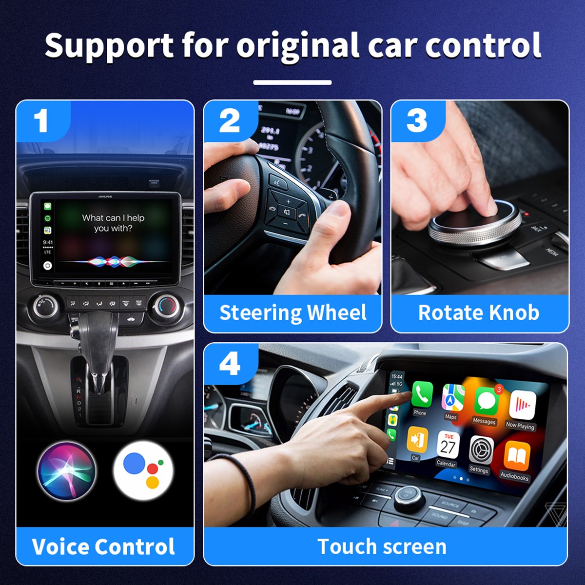 New USB/Type-C Wireless CarPlay Adapter Bluetooth 5.2 5GHz WiFi Auto OTA Update