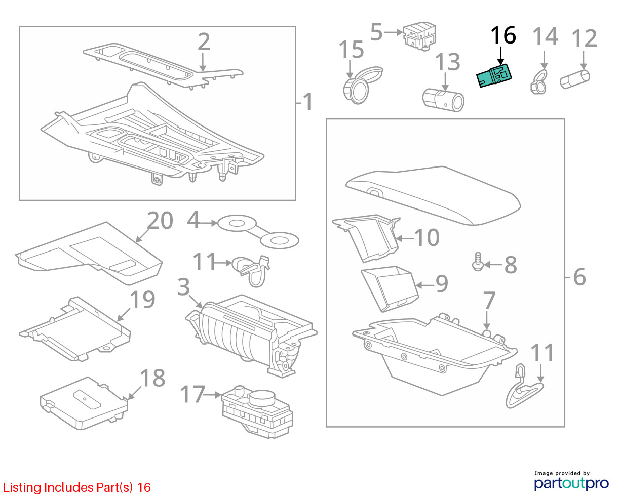 13529869 SD Card Reader USB Port From 2020 GMC Acadia 12221119