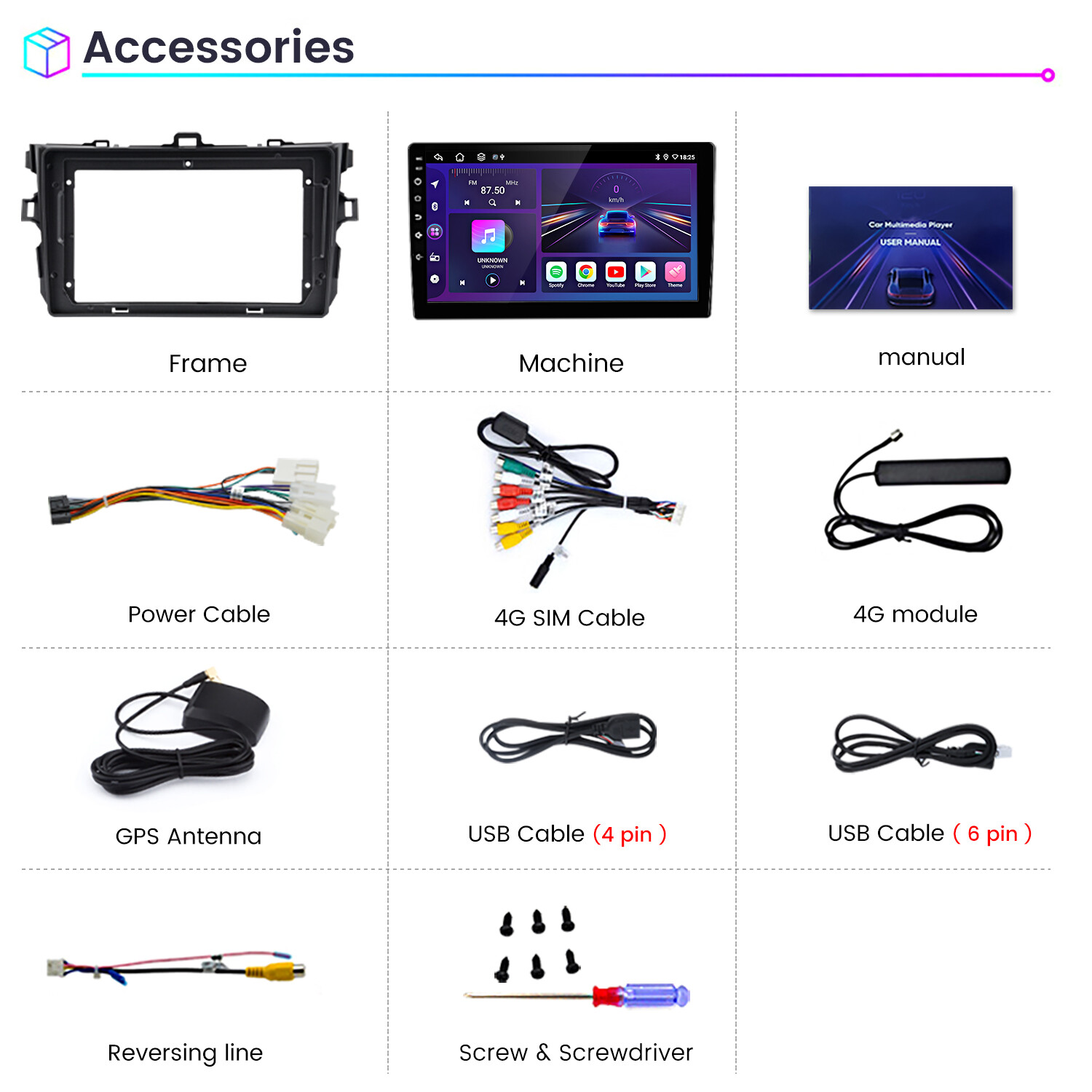 6+128GB Android15 Carplay Car Stereo Radio For Toyota Corolla 2006-2013 GPS Navi
