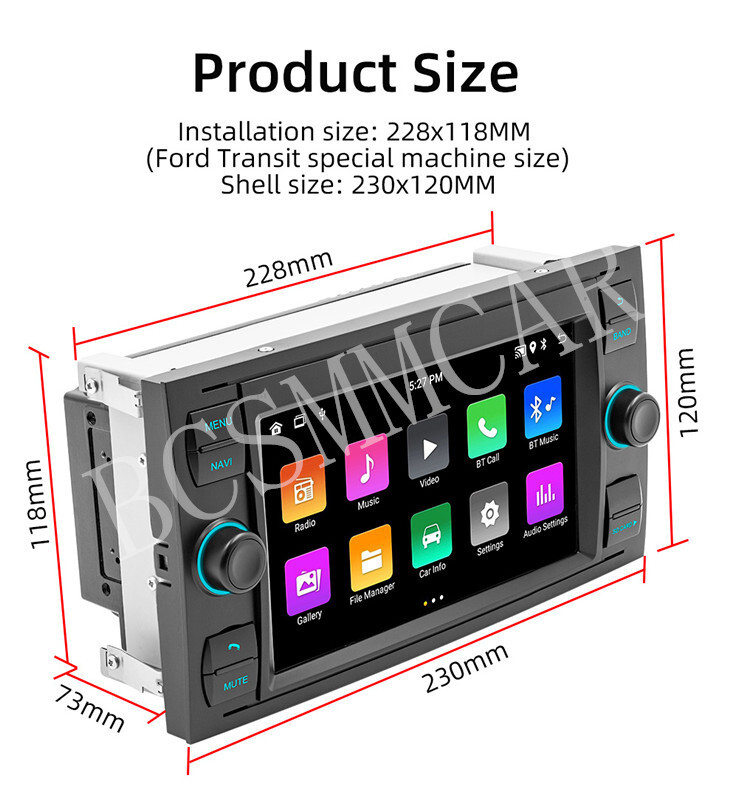 Fit For Ford Transit 2007-2024 Car Radio Stereo 7in Android 12 GPS WIFI Player