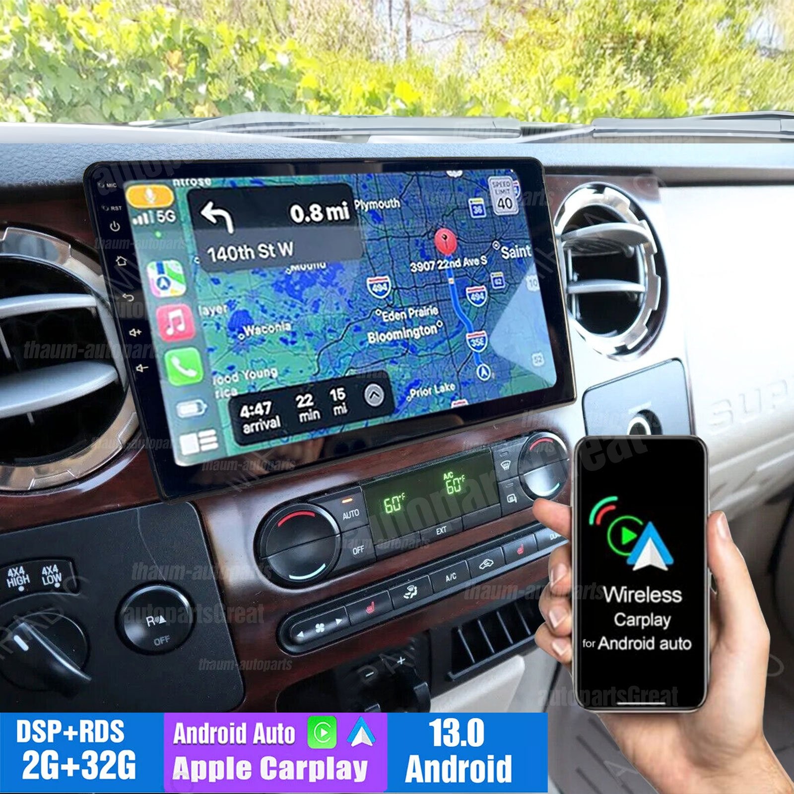 10″ For 2005-14 Ford F-250 F-350 Super Duty CarPlay Android Auto Radio GPS Navi