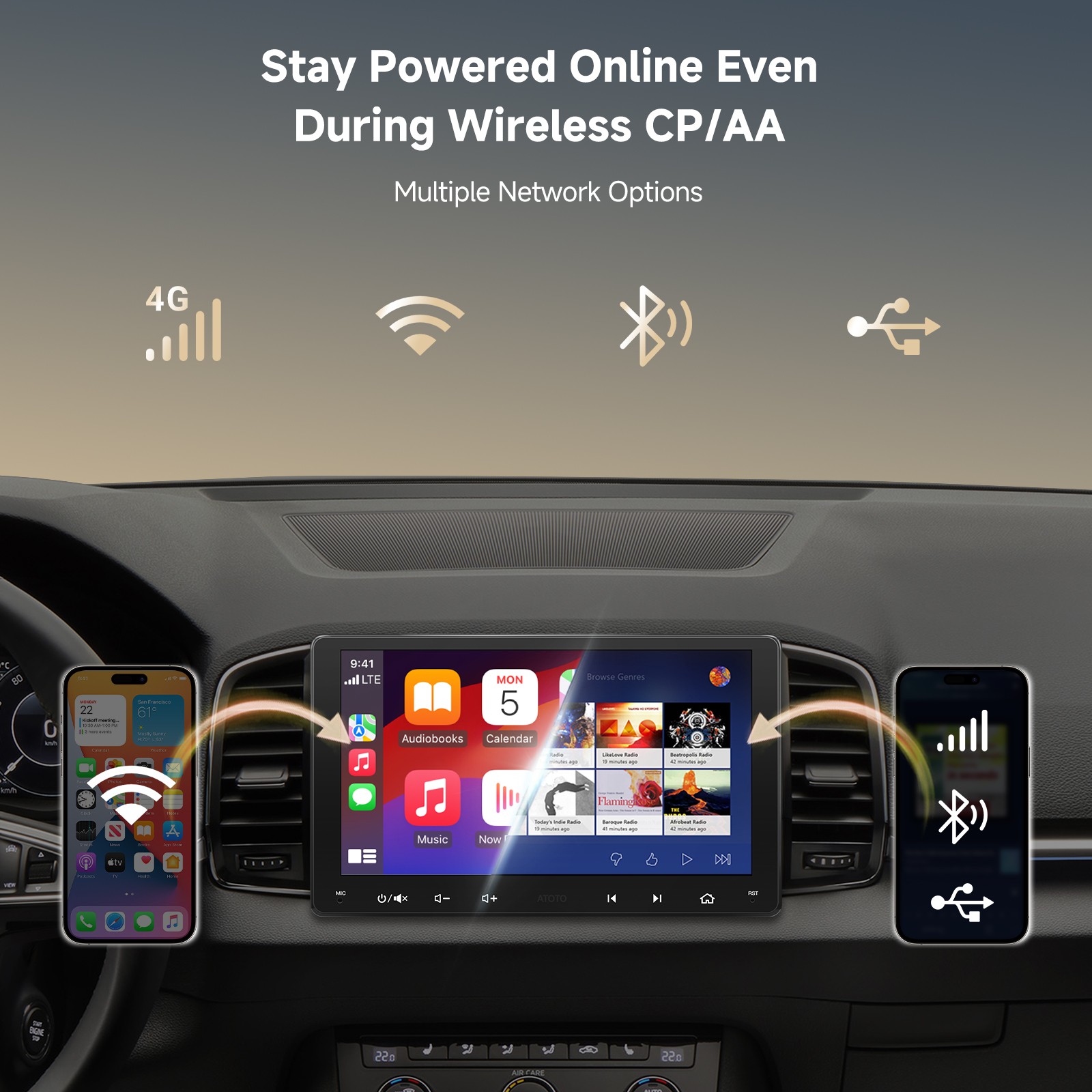 ATOTO S8 4G+32G Double Din Car Stereo GPS Play 4G LTE Android Radio 9″Multimedia