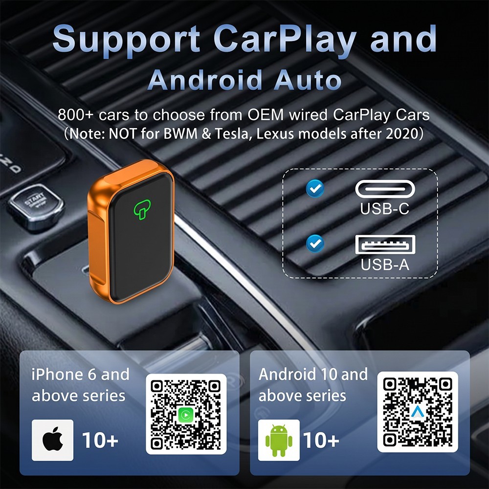TrolinkTek Wireless CarPlay Adapter for Apple iOS/Android Auto/AirPlay/Miracast
