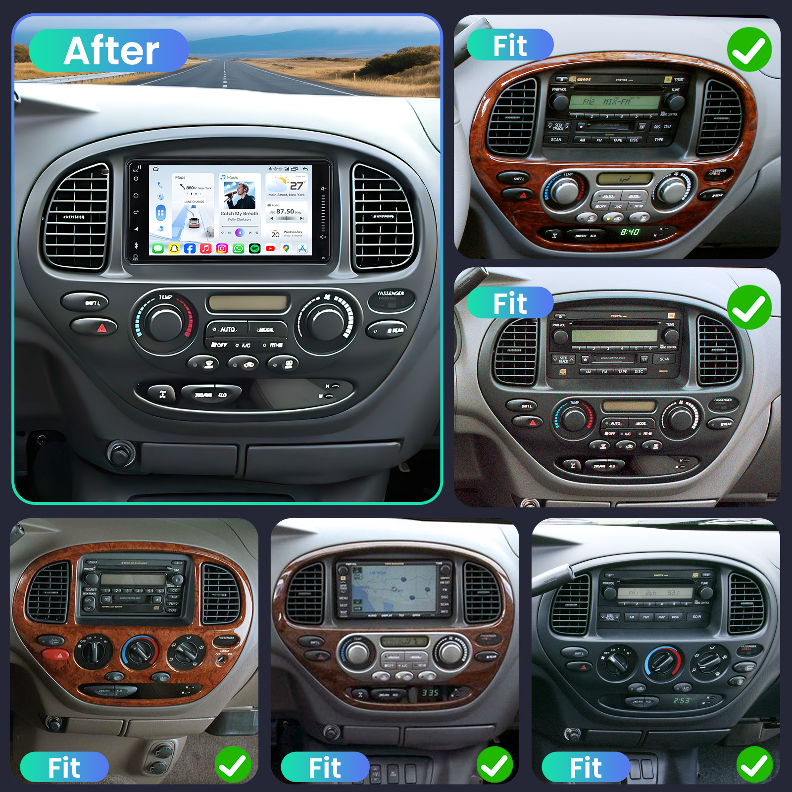 For 2000-2006 Toyota Tundra Sequoia CarPlay Android 13 Car Radio Stereo Cam IPS