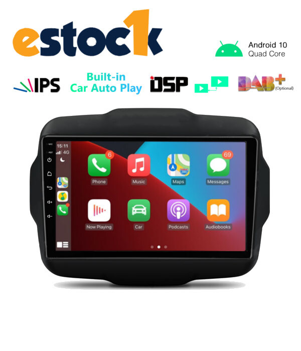 CAR TABLET ANDROID 14 FOR JEEP RENEGADE 2015-2018 4GB RAM 64GB ROM 9″ GPS