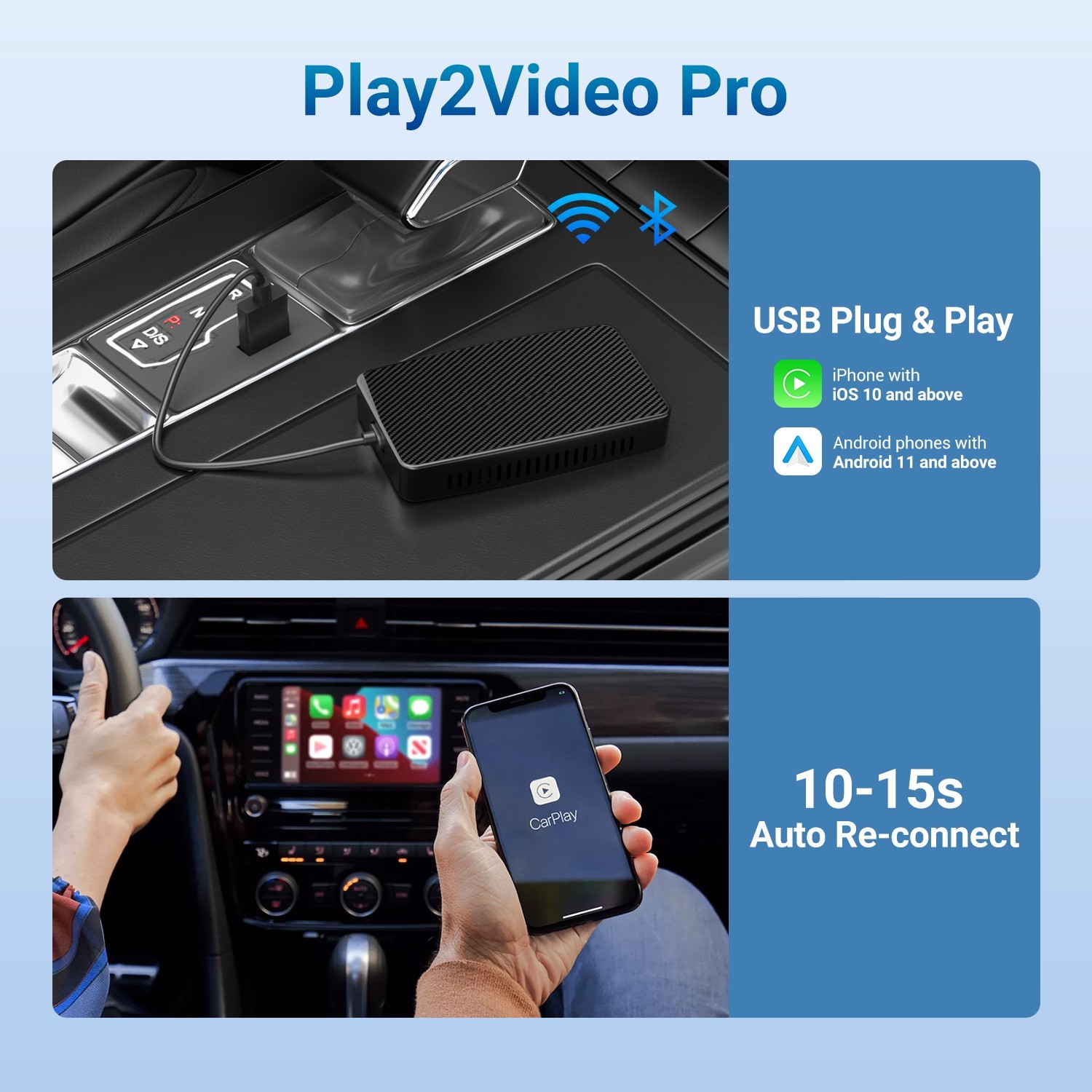 Wireless CarPlay AI Box Android Auto Adapter WIFI Converter with Netflix YouTube
