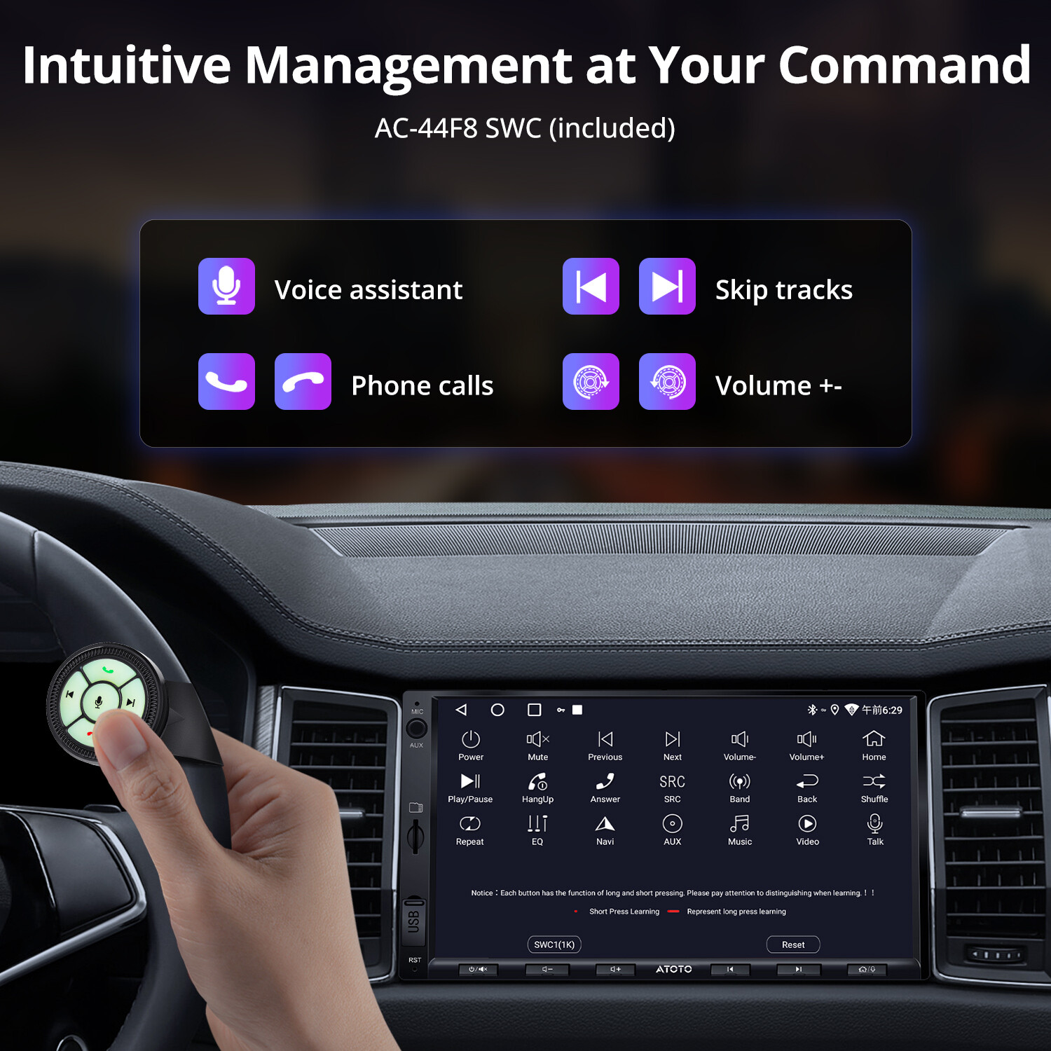 Universal 7″ 2Din Car Stereo 2G+32G Wireless Android Auto CarPlay AI Radio w/RWC