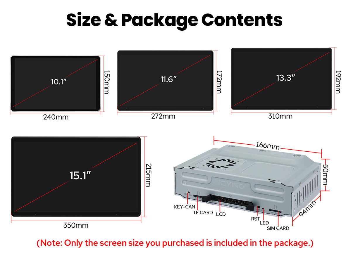 JOYING Android 13 Rotatable Touch Screen Universal Single Din 8+128GB Head Unit