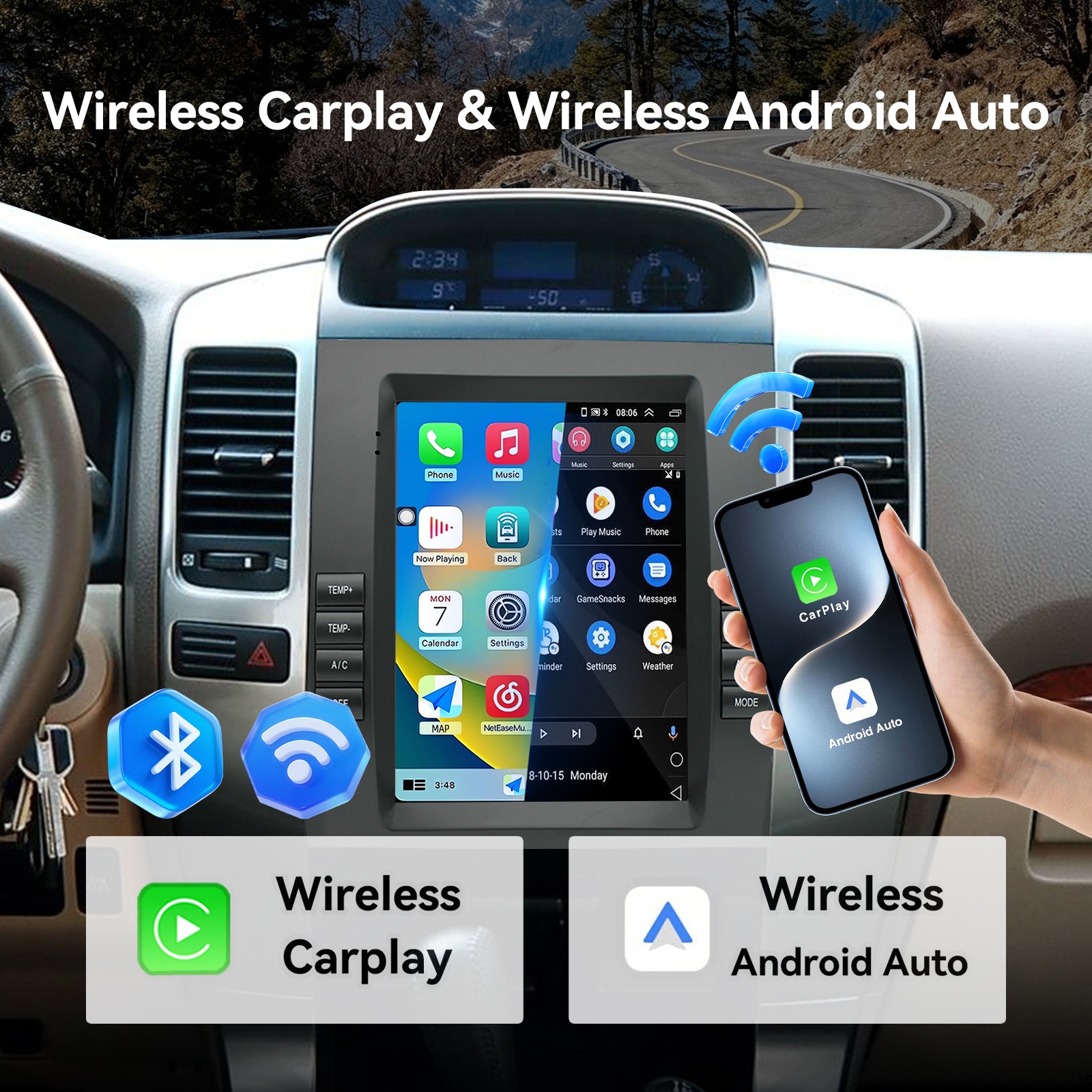 For Lexus GX470 2002-2009 Toyota Prado Car GPS Stereo Radio CarPlay Android 13
