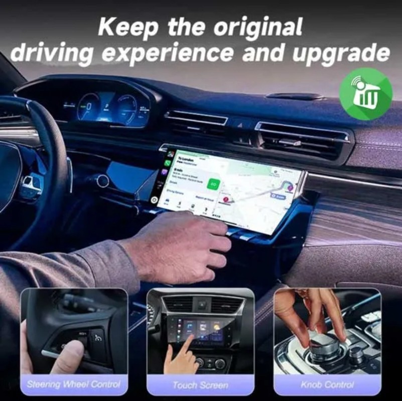 Upgraded 2IN1 USB-A Type-C Wireless Smart CarPlay Adapter for iOS Android Auto