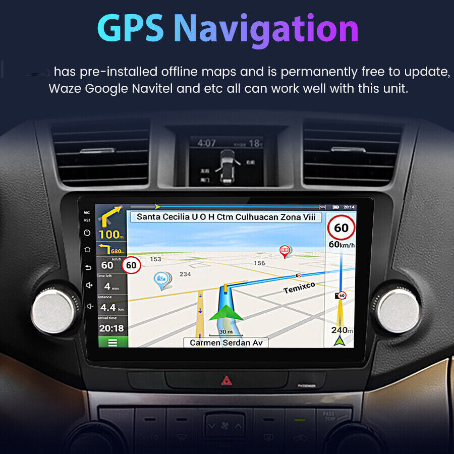 For 2008-2013 Toyota Highlander Apple Carplay Car Radio AndroidOS 12 JBL GPS IPS