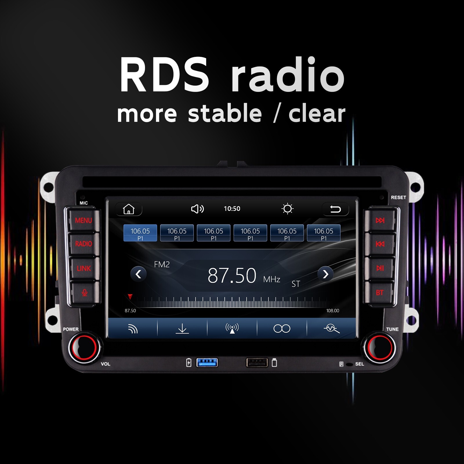 Car Stereo BT RDS VW Jetta Tiguan Passat Radio Android Auto DAB CarPlay FM/AM