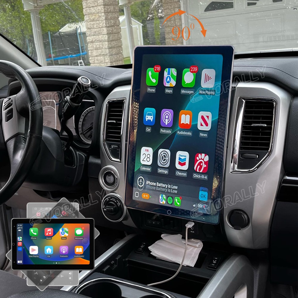 For 2017-2019 Nissan Titan Android 15 Carplay Rotated Car Stereo Radio GPS Navi