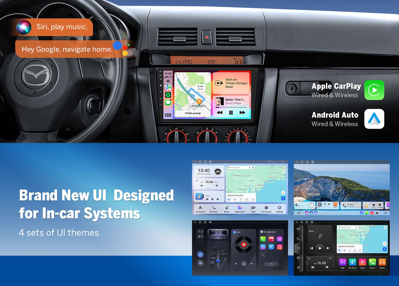 For mazda3 2004-2009 Android 13 9″ QLED 6+64 Car Stereo CarPlay Bose Support SWC