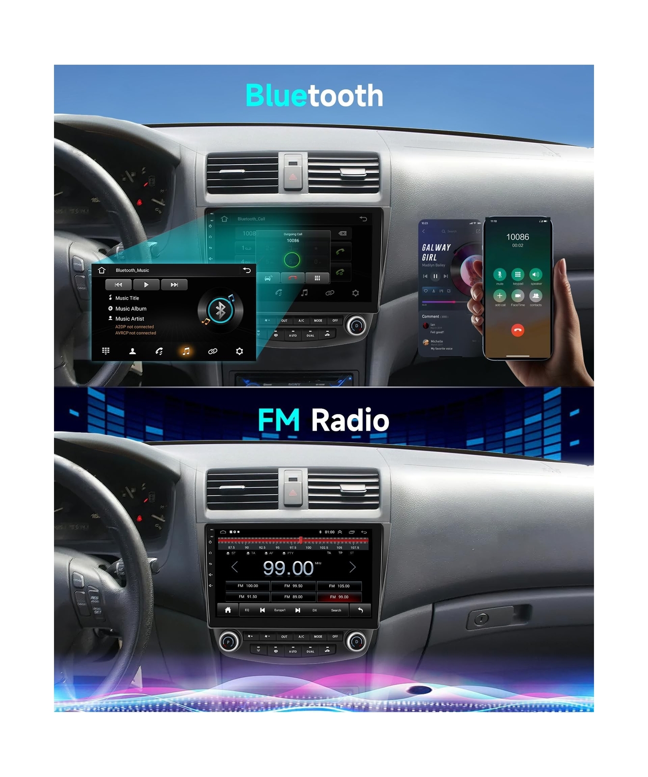 Podofo Car Radio Stereo for Honda Accord 7th 2003 2004 2005 2006 2007 with Wi…