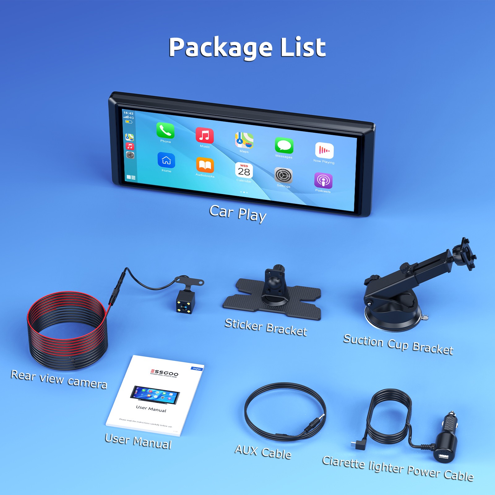 1080P Dual Lens Car DVR Dash Cam Video Recorder G-Sensor Front and Rear Camera