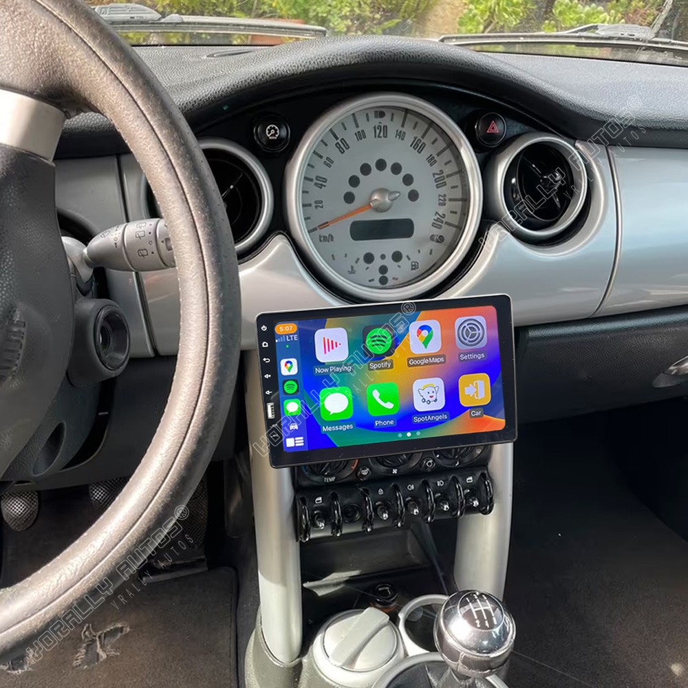Car Stereo Radio Single DIN Apple Carplay Android Auto For 2002-2008 Mini Cooper