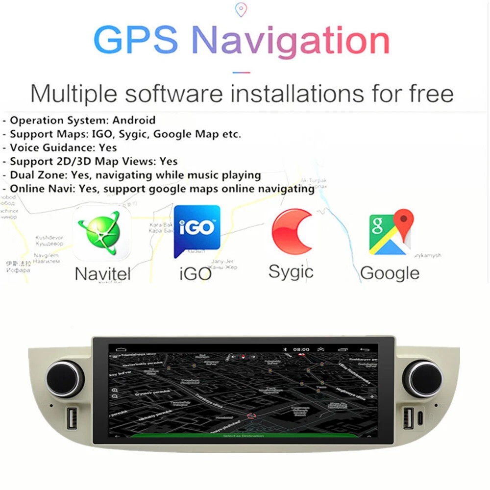 32G For Fiat 500 2009-2015 Carplay Android 15 Car Stereo Radio GPS Navi BT +CAM