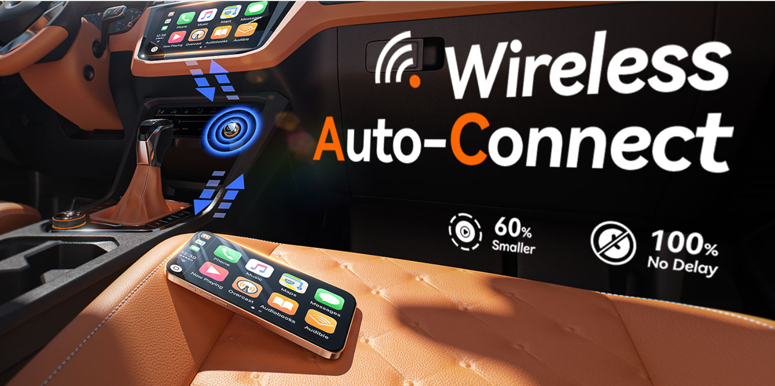 Mini Wireless CarPlay Adapter for iPhone – Plug & Play, No Lag (Matte Black)