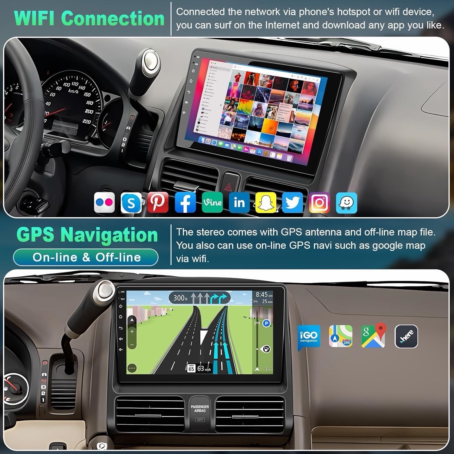 (8 Core + Android 15) Car Radio Stereo for Honda CRV 2002-2006 4GB+64GB | 9″ QLE