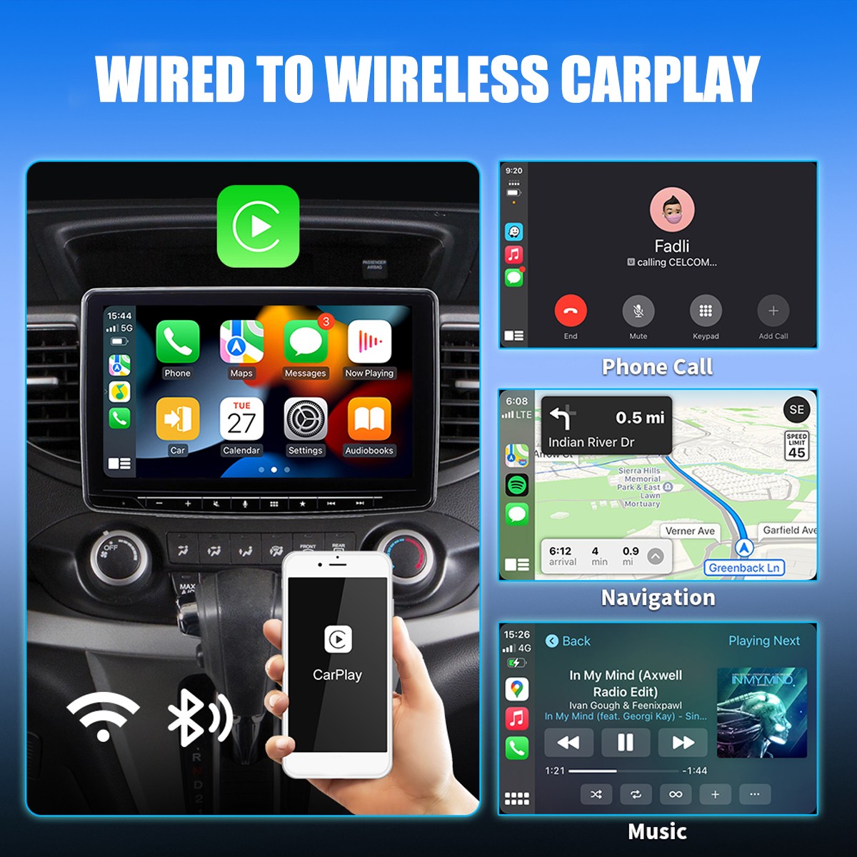 USB Auto Wireless CarPlay Adapter For Apple Android Wireless Dongle Plug ＆ Play