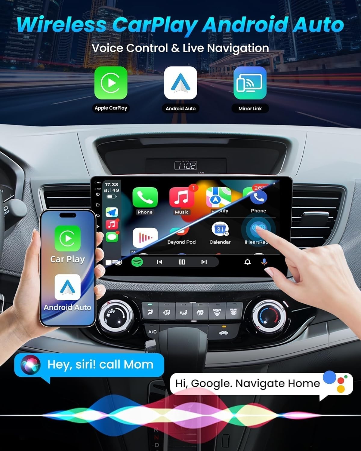 Car Radio Stereo Carplay For 2012-2016 Honda CR-V 4+64G 10in Car 4+64G