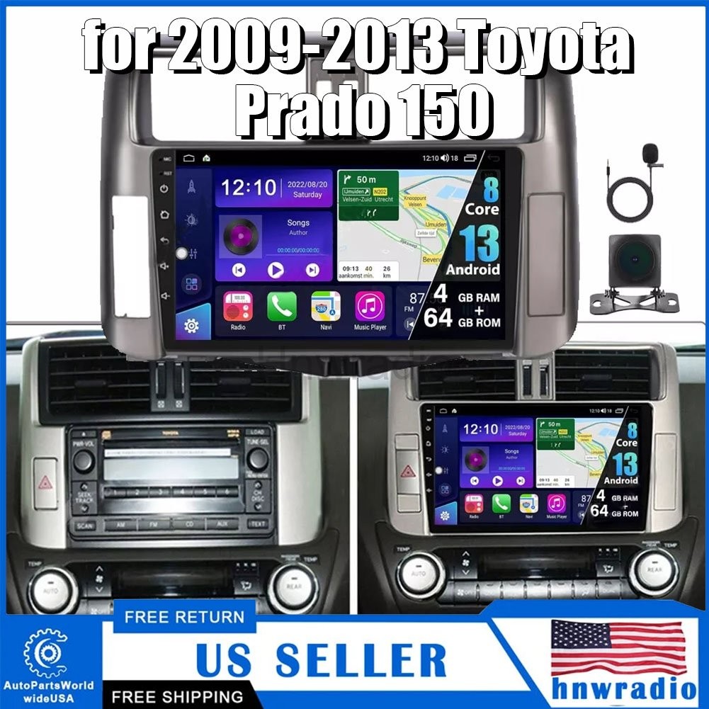 2+32GB Android 13 Car Stereo Radio Carplay GPS For Toyota Land Cruiser Prado 150
