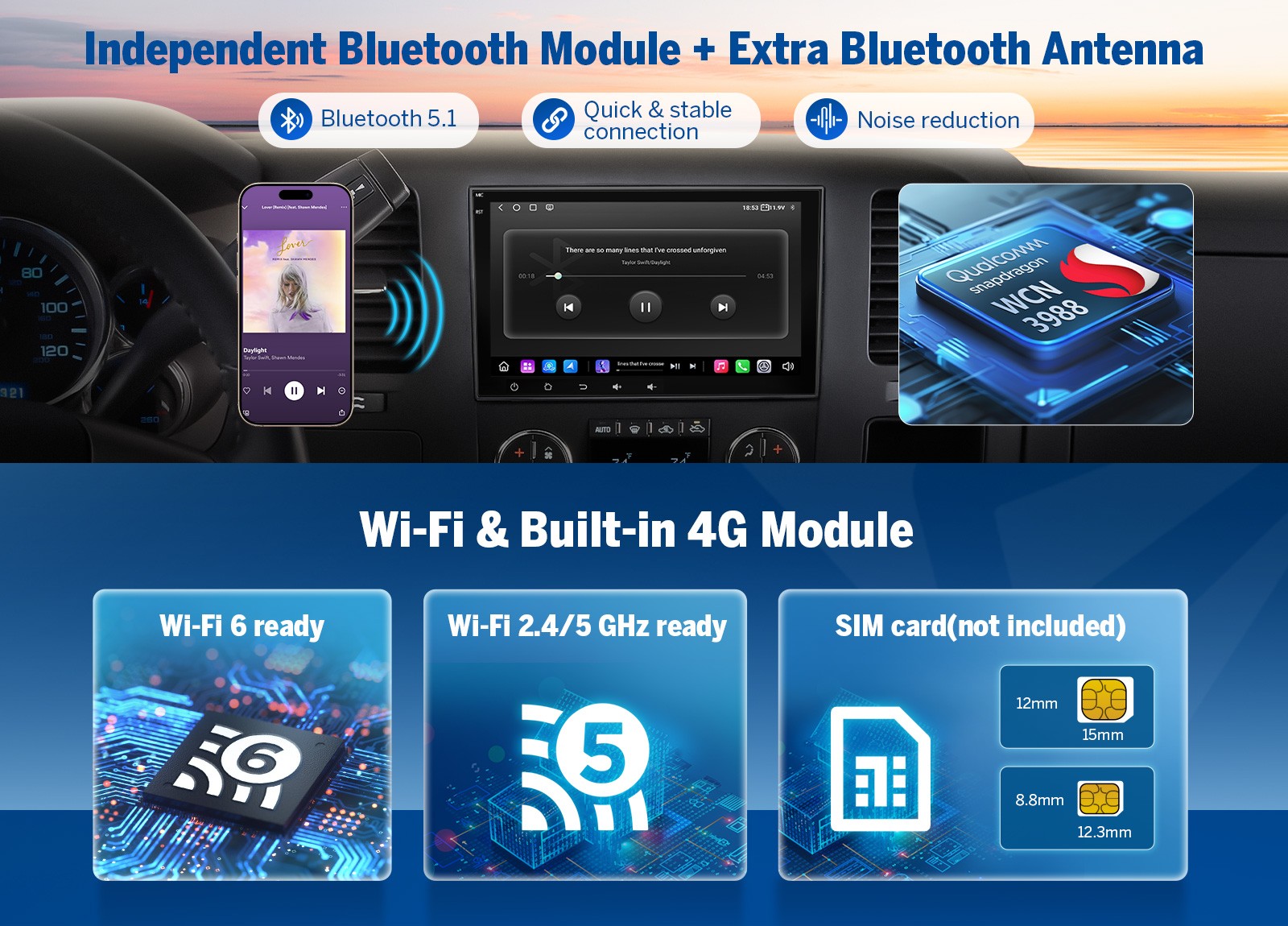 Android 13 Octa Core 6+64 For GMC Chevy Buick Car Radio Stereo Apple CarPlay GPS