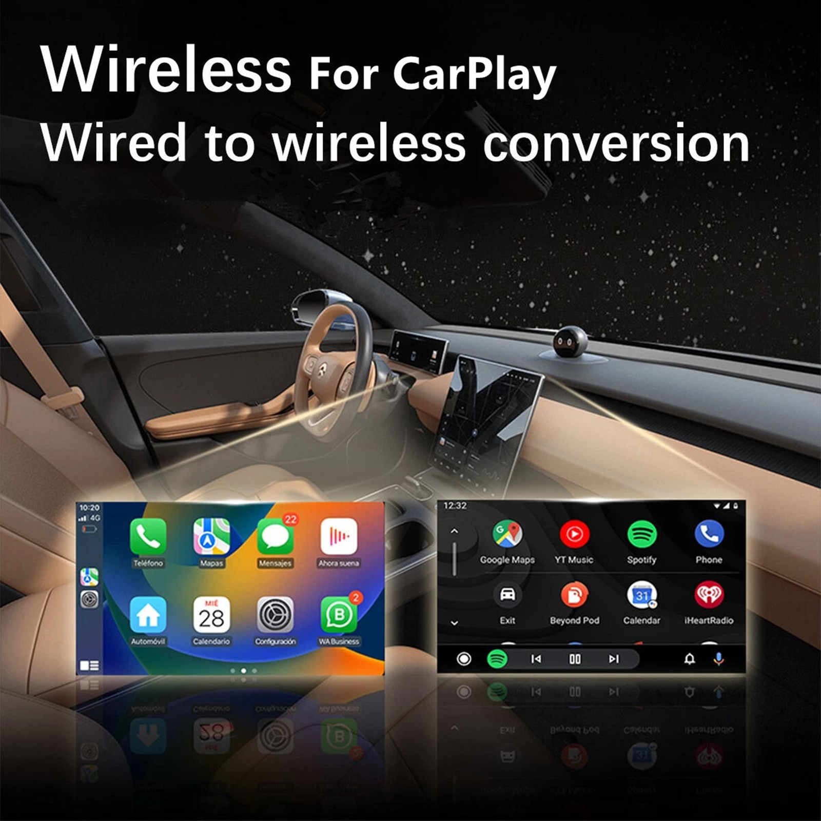 Bluetooth 5.0 Wireless Adapter for Apple CarPlay Android Auto USB Car Dongle Box
