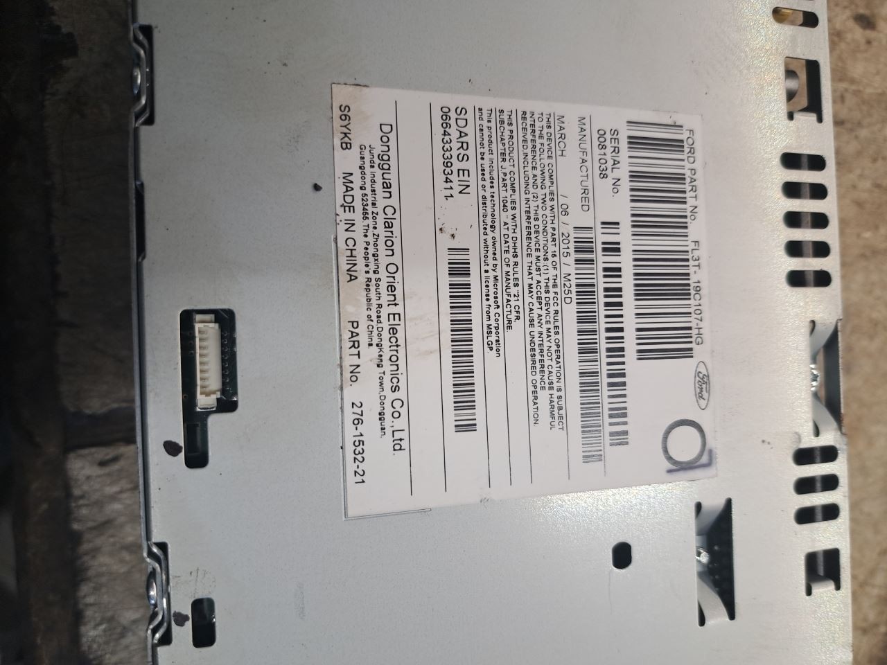 2015 F150 Stereo Radio Receiver,Fl3t19c107hg Sku#4448315